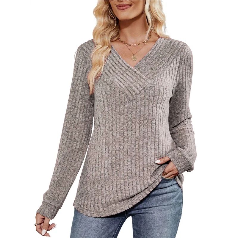 

ASDS-Women V Neck Long Sleeve Blouse For Women Casual Fall Tops Tunic Sweaters Fashion Clothes