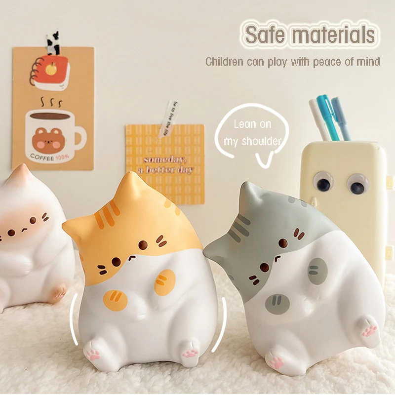 Cartoon Kawaii Cat Slow Rebound Decompression Toy Compression Stress Ball Adornment for Cute Room Gift Girls Fun soft  PU toys