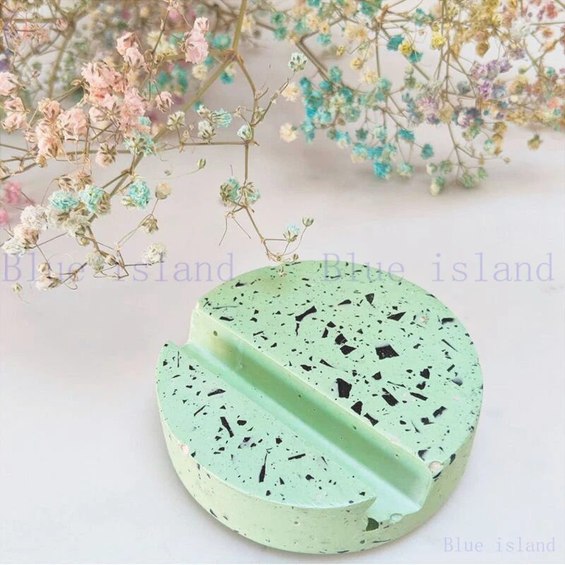 Concrete Silicone Mould Mobile Phone Holder Simple Square Round Design Terrazzo Tray Gypsum Cement Epoxy Mold