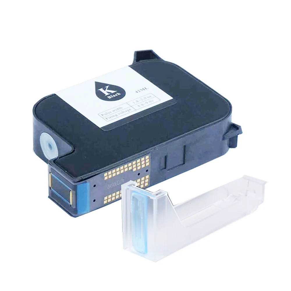 

Original Continuous Ink Cartridge 42ml Black, 12.7mm Fast Dry Solvent Ink, Unlocked Chipless for Handheld Inkjet Printer Replace