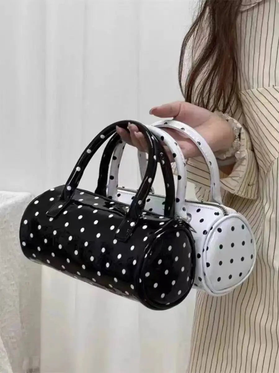 Bloom Haruku Dot Handle Messenger Wallet Women New Leather Casual Crossbody Bags Ladies Sweet Cylinder Y2k Hand Bag 2025