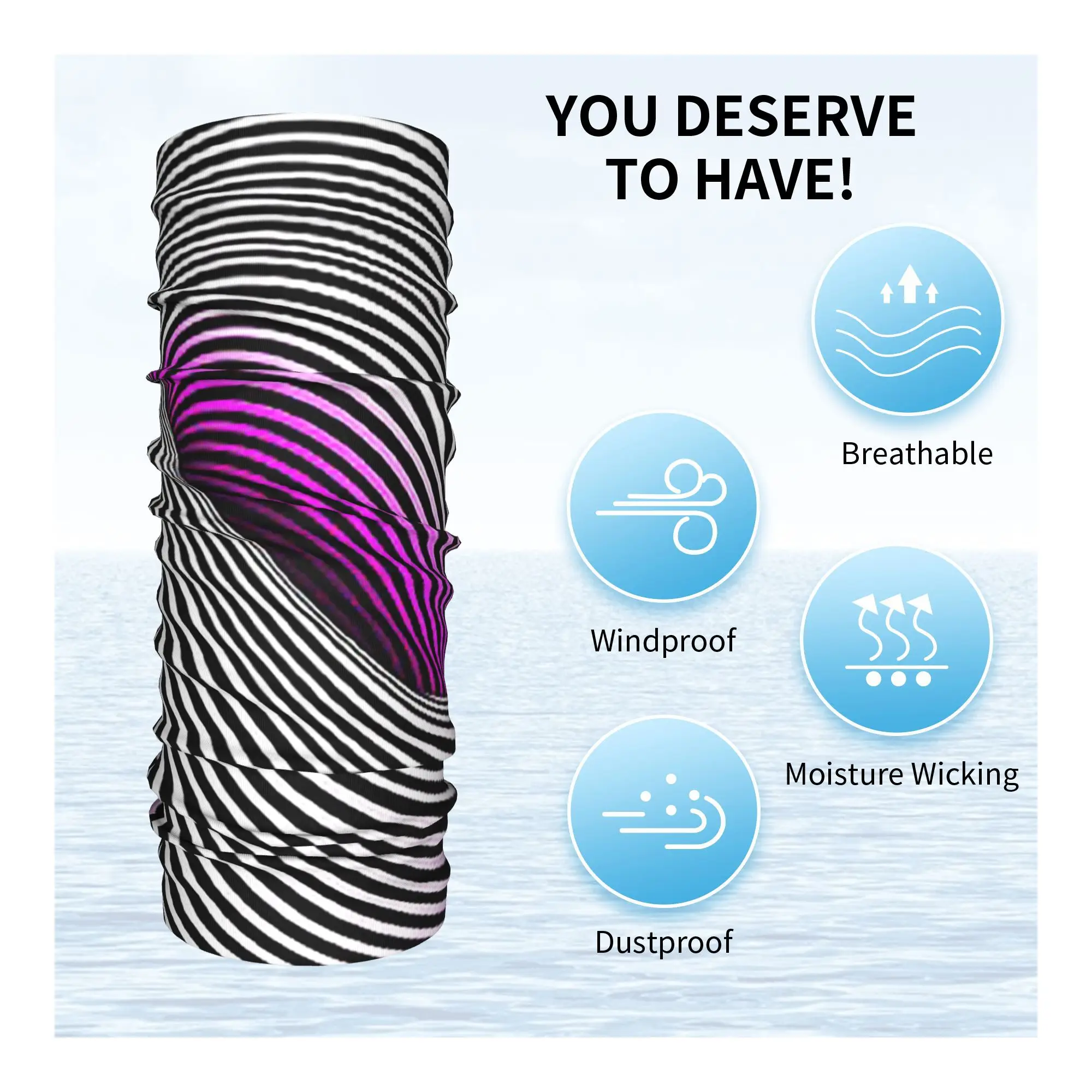 Grid Wormhole Geometric 3D Vortex Illusion Bandana Neck Cover Printed Magic Scarf Warm Balaclava Riding Unisex Adult Windproof