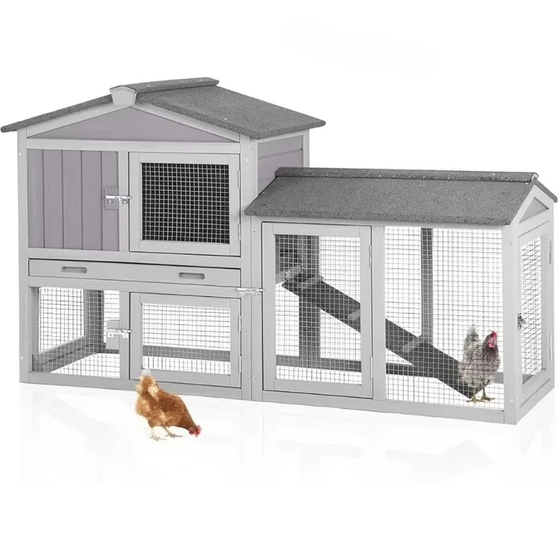 

USA Shipping Expandable Wooden Chicken Coop for 2 Chickens Outdoor Hen House Poultry Quail Cage with Deeper Tray Asphalt Roof