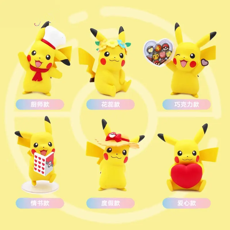 Pokemon Pikachu Couple Anime Figure Toys Car Decoration Ornaments Action Figure Blind Box Doll Birthday Gift For Children Kawaii