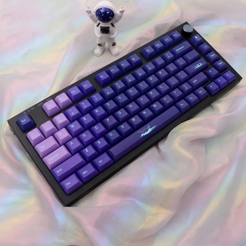 139 Keys KCA Profile Keycaps PBT DYE-SUB Aurora Borealis Keycap For GK61/64/68/84/980 Mechanical Keyboard Purple Dropship