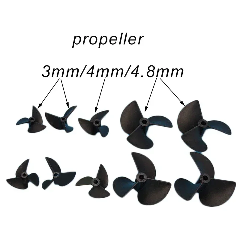 Rcボートプラスチックプロペラ、3ブレード、3mm、4mm、4.8mmシャフト用ナイロンプロペラ、3ブレード、パドル、diy rcおもちゃ部品、1ペア