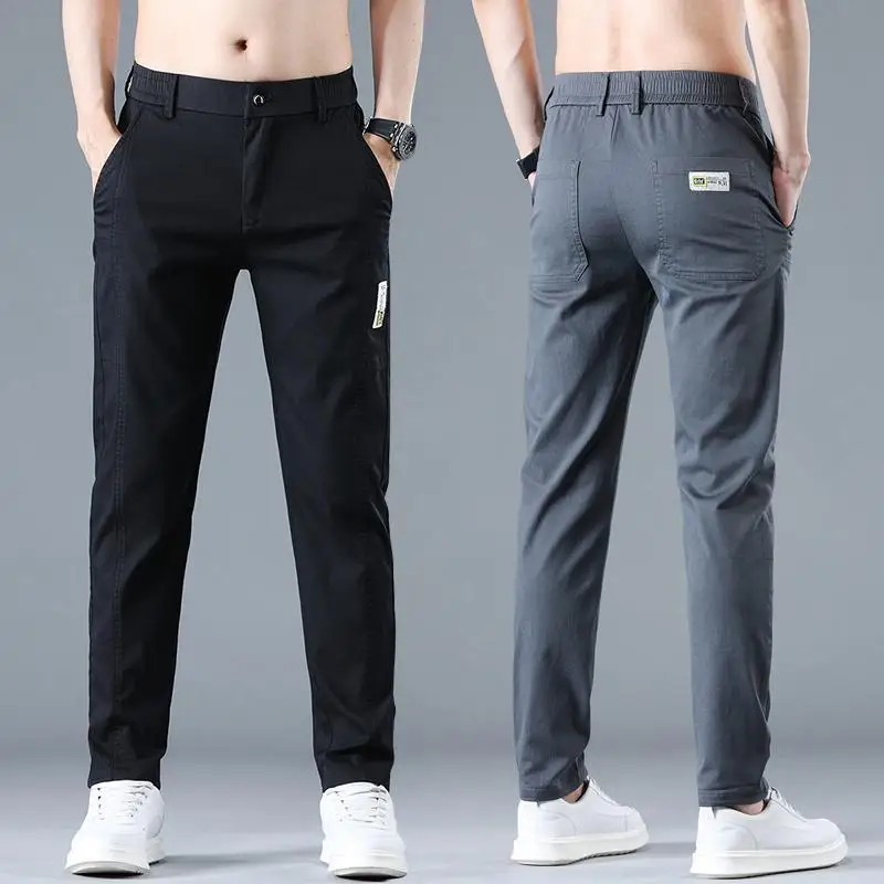 

Spring Summer Thin Casual Pants Men's Straight Leg Slim Fit Sports Long Trousers Trendy Korean Sle Men's Pants