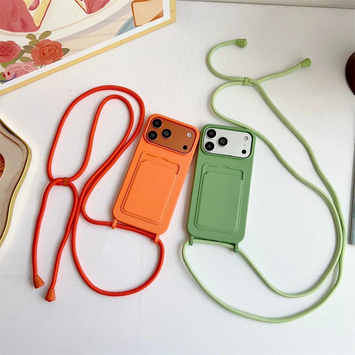 Crossbody Lanyard Handyhülle für IPhone Air 17 16 15 14 Plus 13 12 11 Pro Max Flüssigsilikon Wallet Card Slot Holder Cover