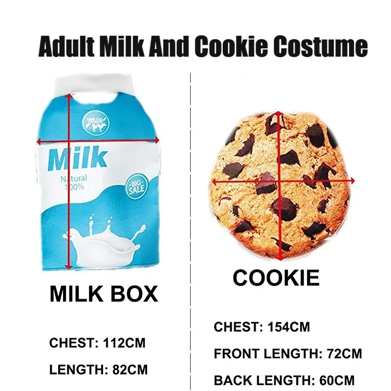 2024 New Arrival Family Couple Cookies and Milk Carton Box Costume Milk Cookie Child Halloween Outfit Cosplay
