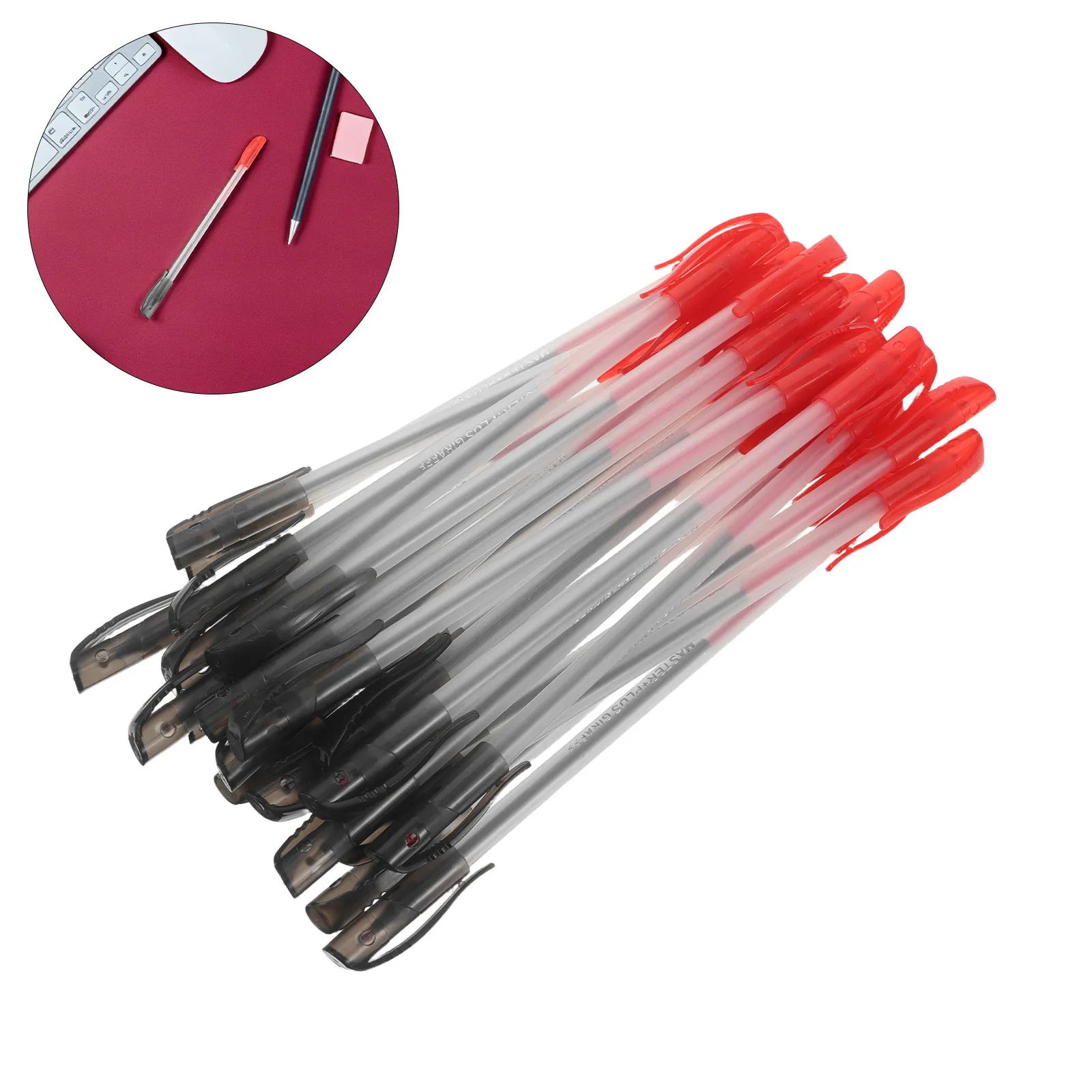 30Pcs Double Ended Black Red Ink Ballpoint Pens Fine Tip Dual Color for Nurses Office School Business Note Taking Journaling