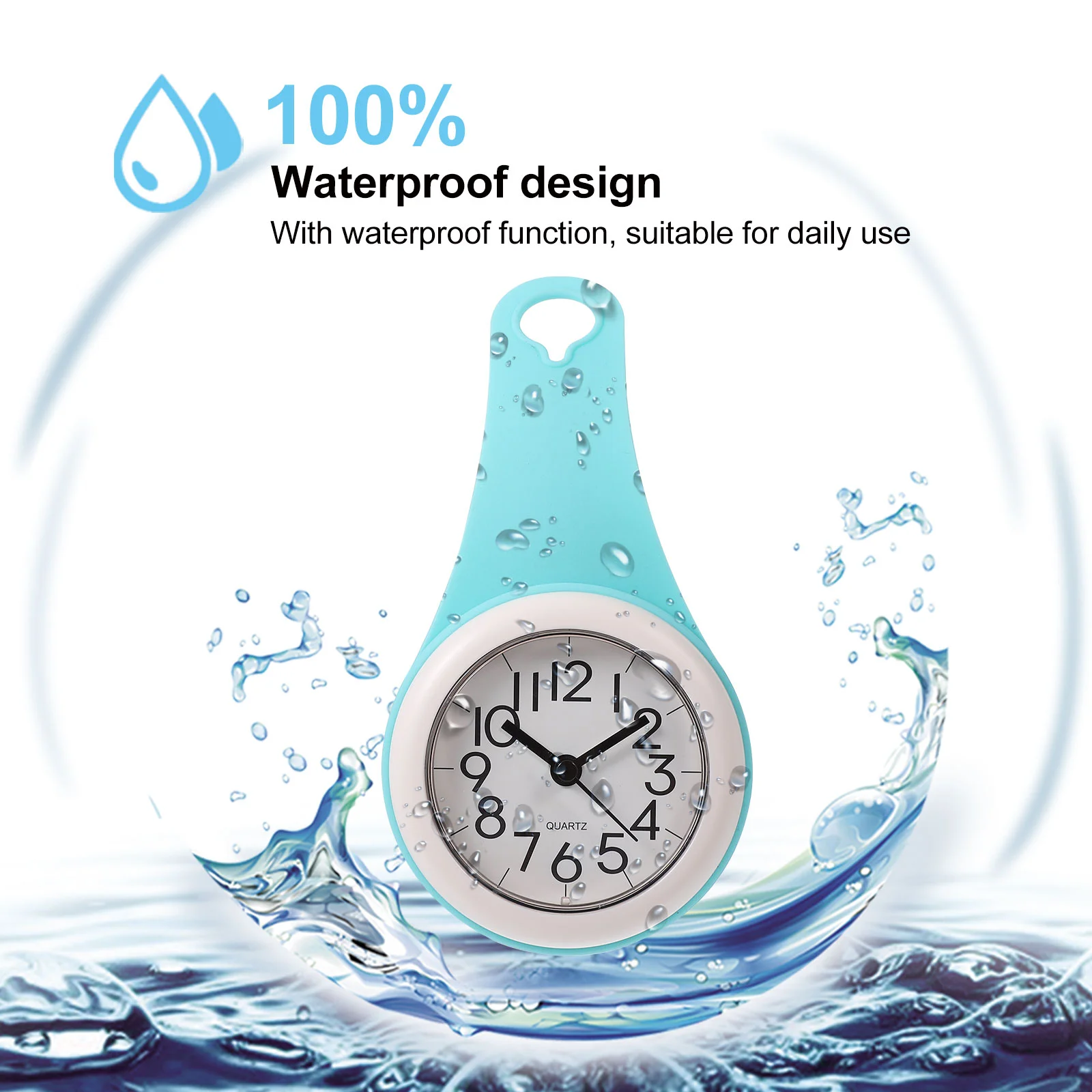 Bathroom Suction Cup Wall Clock Watch Toilet Radio Controlled Alarm Waterproof Digital Timer for Mute