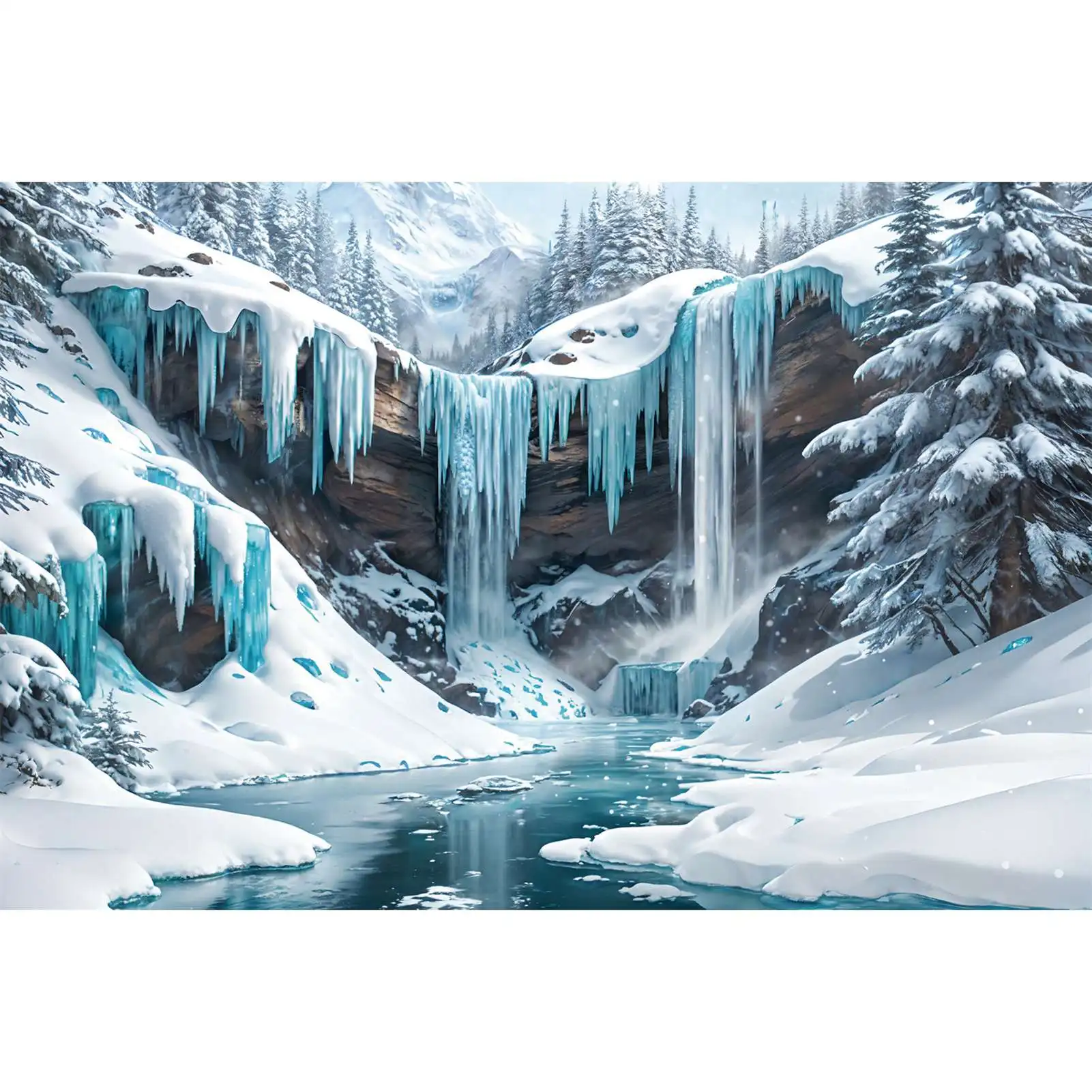 Telones de fondo de cascada congelada para niños, fondos fotográficos personalizados, paisaje azul, banderines