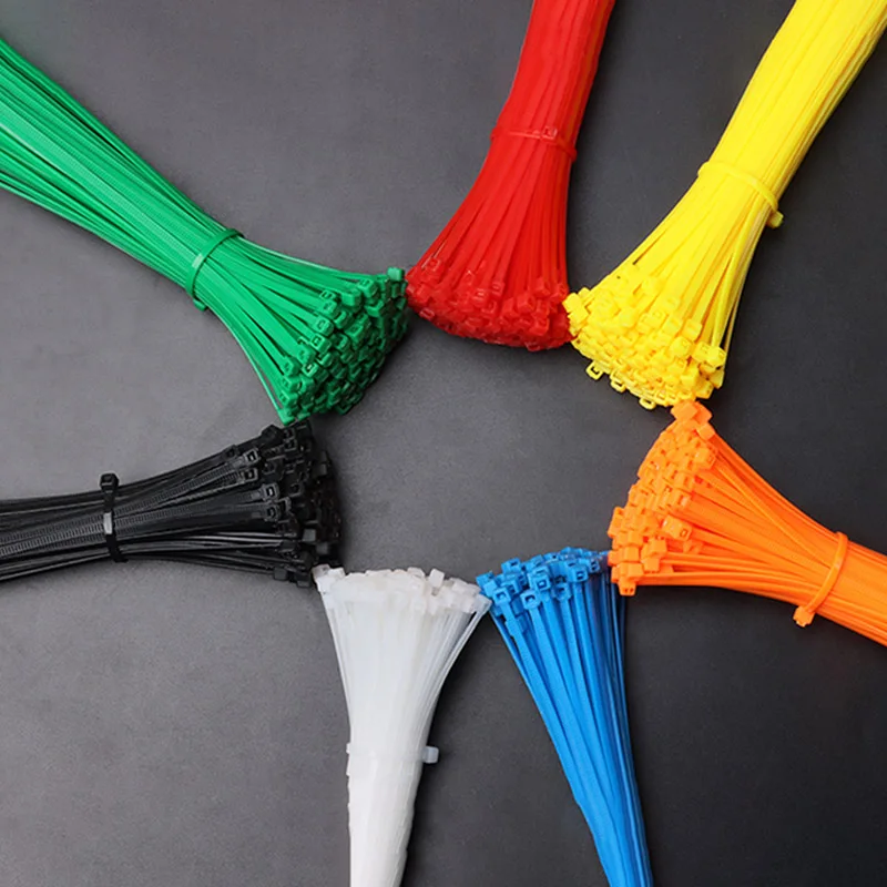 100pcs 3x100mm Colored Self-locking Plastic Nylon Tie Cable Tie Fastening Ring Cable Tie Zip Wraps Strap Nylon Cable Tie Set