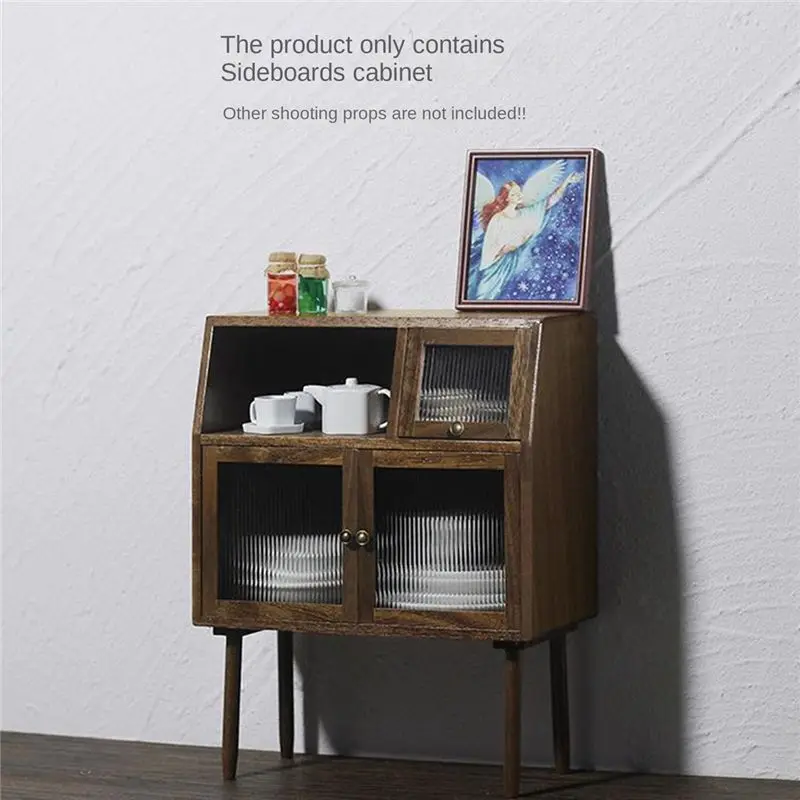 1 قطعة 1/12 دمية مصغرة مقلد خزانة خزائن خزانة صغيرة أثاث بيت الدمى الخشبي نموذج الجوز