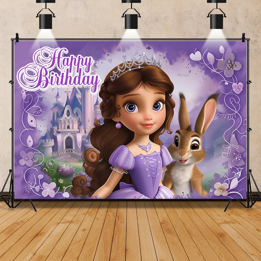 Disney Prinzessin Ssophia Cartoon Kinder Geschenke Geburtstags feier Banner Hintergrund benutzer definierte Baby Mädchen Zimmer Foto Poster Dekor Hintergrund