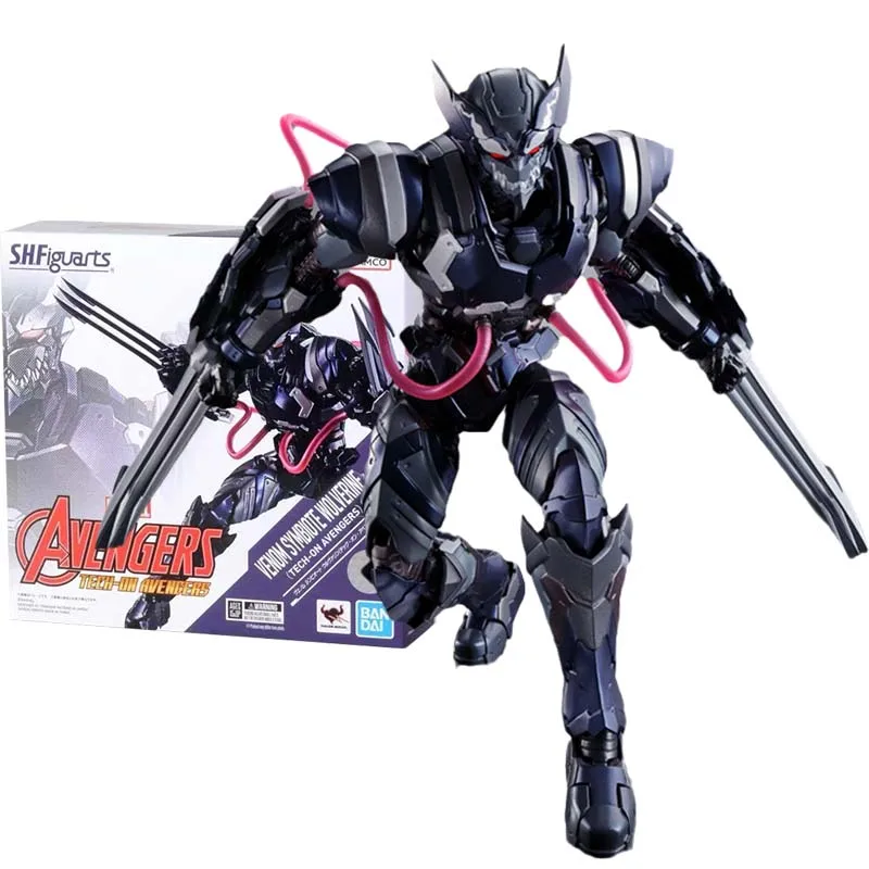 Bandai Figure Marvel  Avengers Anime Figures SHF Venom Symbiote Wolverine TECH-ON Action Figure Toys For Boys Children's Gifts