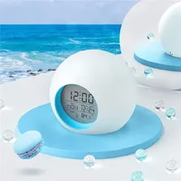 Kids Digital Alarm Clock 7 Color Night Light Snooze Temperature Detect Children Sleep Bedside Cute Wake Up Timer Alarm Clock