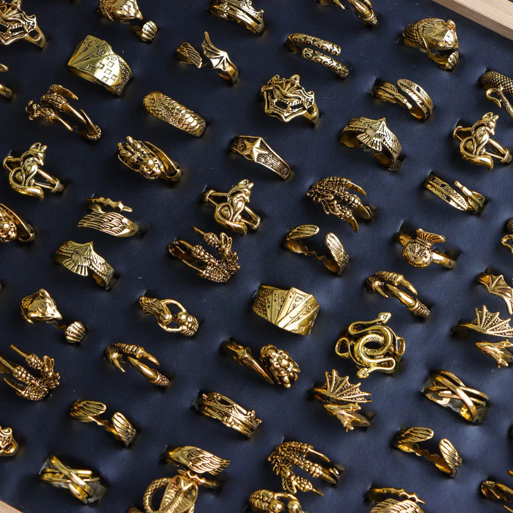 10/20/30/50/100 قطعة/الوحدة الموضة الكلاسيكية سحر ريترو الشرير خواتم للرجال النساء مزيج نمط الهيب هوب مجوهرات اكسسوارات هدايا الحفلات