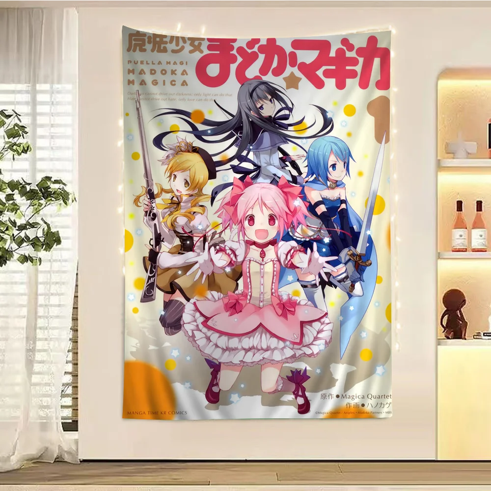 Puella Magi Madoka Magica Printed Large Wall Tapestry Hanging Tarot Hippie Wall Rugs Dorm Cheap Hippie Wall Hanging