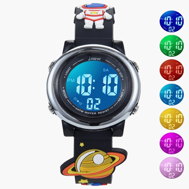 UTHAI C11 Children's Electronic Watch Waterproof Alarm Clock Kids Boy Student Multi-functional Cartoon Sports Astronaut Planet