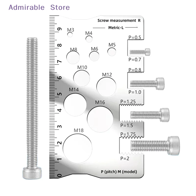 wThread Pitch Gauge Measurement Ruler For Screw Space Saving Measuring Gauge Tool For Bit Bolt Nut Screw Craft Industry And Home