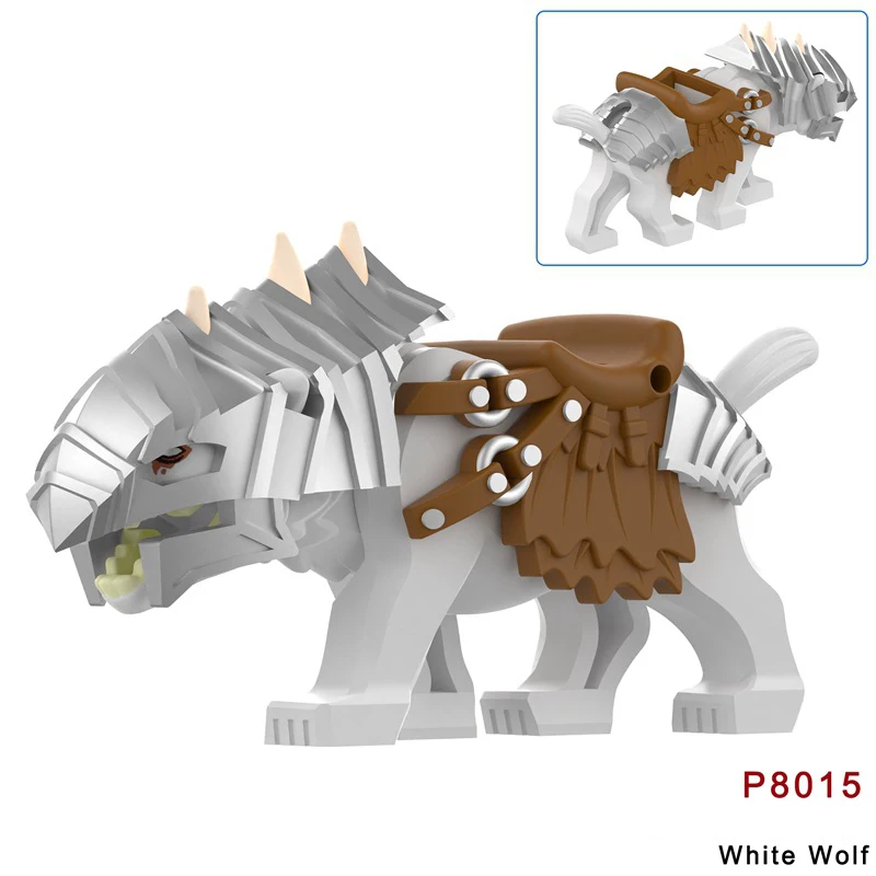 MOC Mittelalterliche Burg Ork-Soldaten Figuren Wolfskutsche Ritter König Krieger Elefant Ziege Bausteine Spielzeug Geschenke