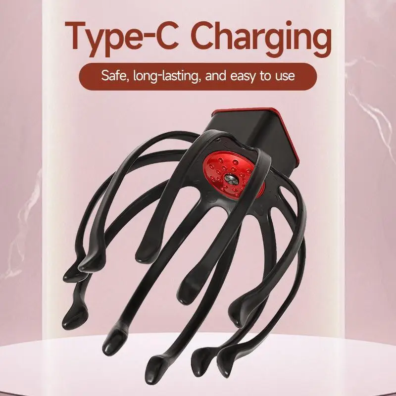 【H】Ultra Scalp Massager With 8 Frequency Vibrating Contacts 3 Modes 360 Degree Portable Rechargeable