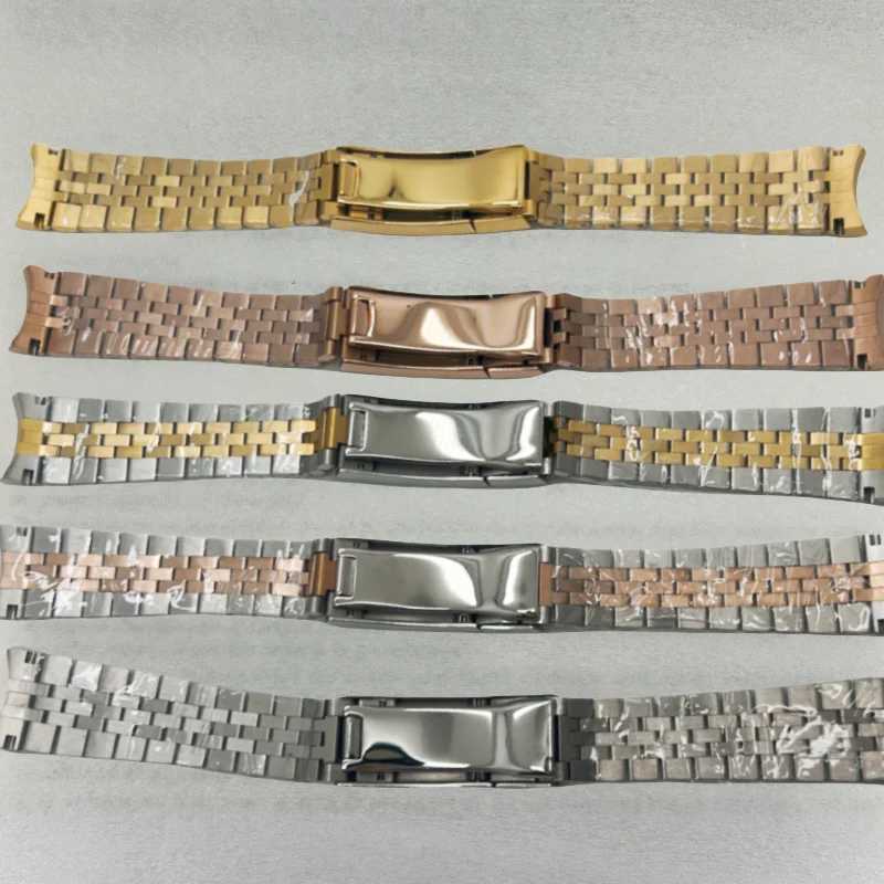 20MM Solid Bracelet 316l Stainless Steel Curved End Solid Five-Bead Glide Lock Clasp Wristband for Oyster Style Submarine GMT image 3