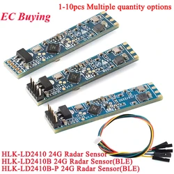 10Pcs/1pc HLK-LD2410B HLK-LD2410 High Sensitivity 24G Human Presence Statu Radar Heartbeat Detection Sensor Module LD2410B 24Ghz