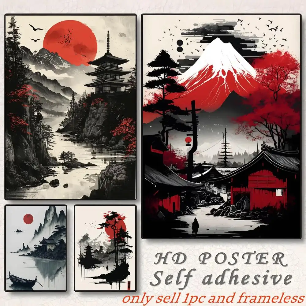 Japanese Art Mountain And Water Poster Gift with prints Home bedroom living room decoration promotion and display