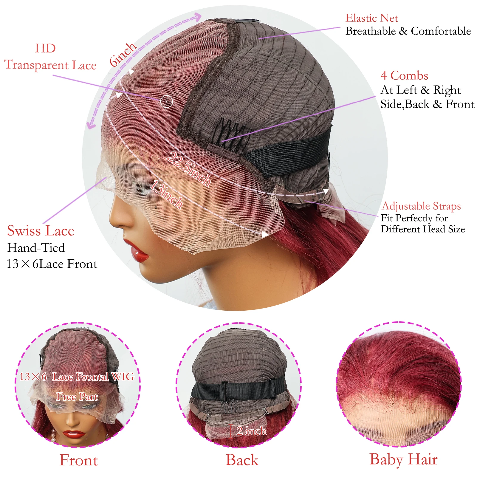 99J بورجوندي العظام مستقيم 13x6 hd الدانتيل الباروكة الأمامية 200 الكثافة الأحمر اللون البرازيلي شعر الإنسان مستقيم الدانتيل الجبهة الباروكات