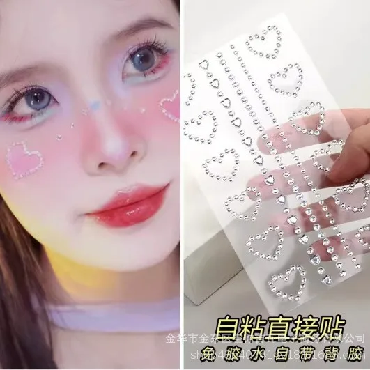 Rhinestone Face Stickers Star Butterfly Nose Bridge Gems Self Adhesive for Concert Support Makeup Stage Performance Bulk view 4