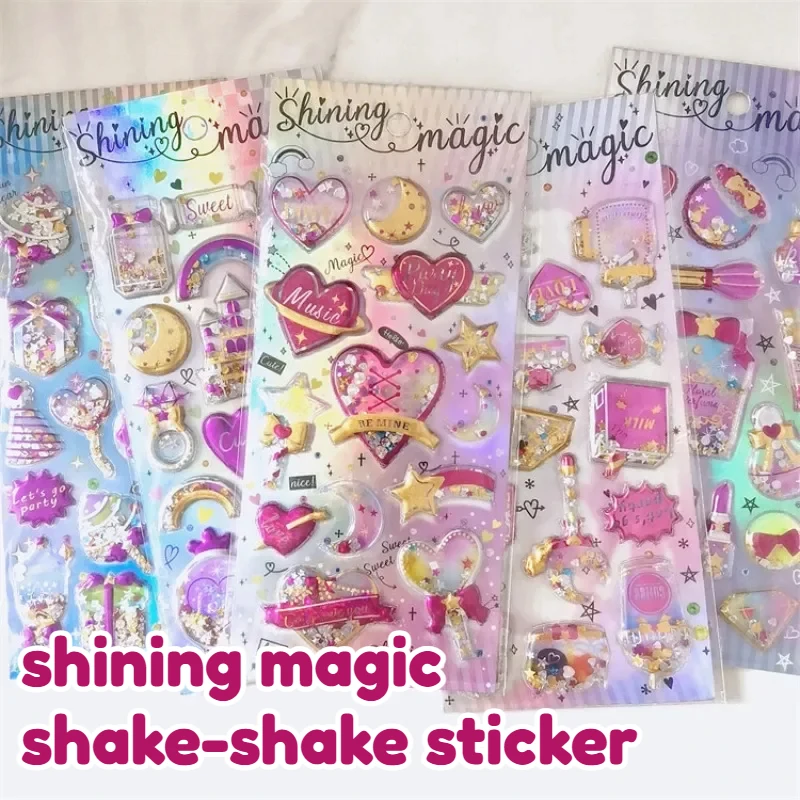 

1Pc Cute Cartoon Hollow Sequin Shake 3D Sticker Beautiful Girl Shiny Magic Self-adhesive Deco for Stationery Notebook Phone Case