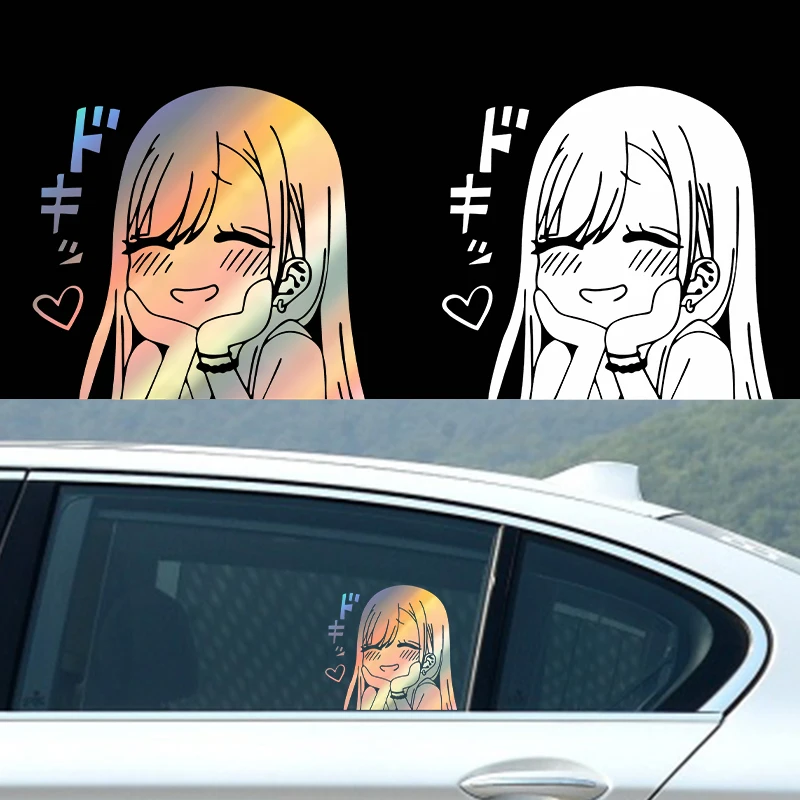 Car Interior stickers Cute Anime Car stickers Car Window Bumpers Die-Cut Vinyl stickers Audi BMW Car Decorative Accessories