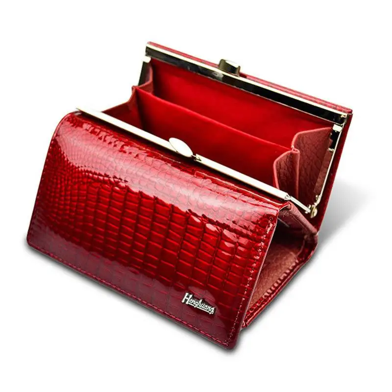 Genuine Leather Wallet Long Women's Handbag Multi-Functional Bag Handheld Bag Crocodile Pattern Pure Color Autumn Season