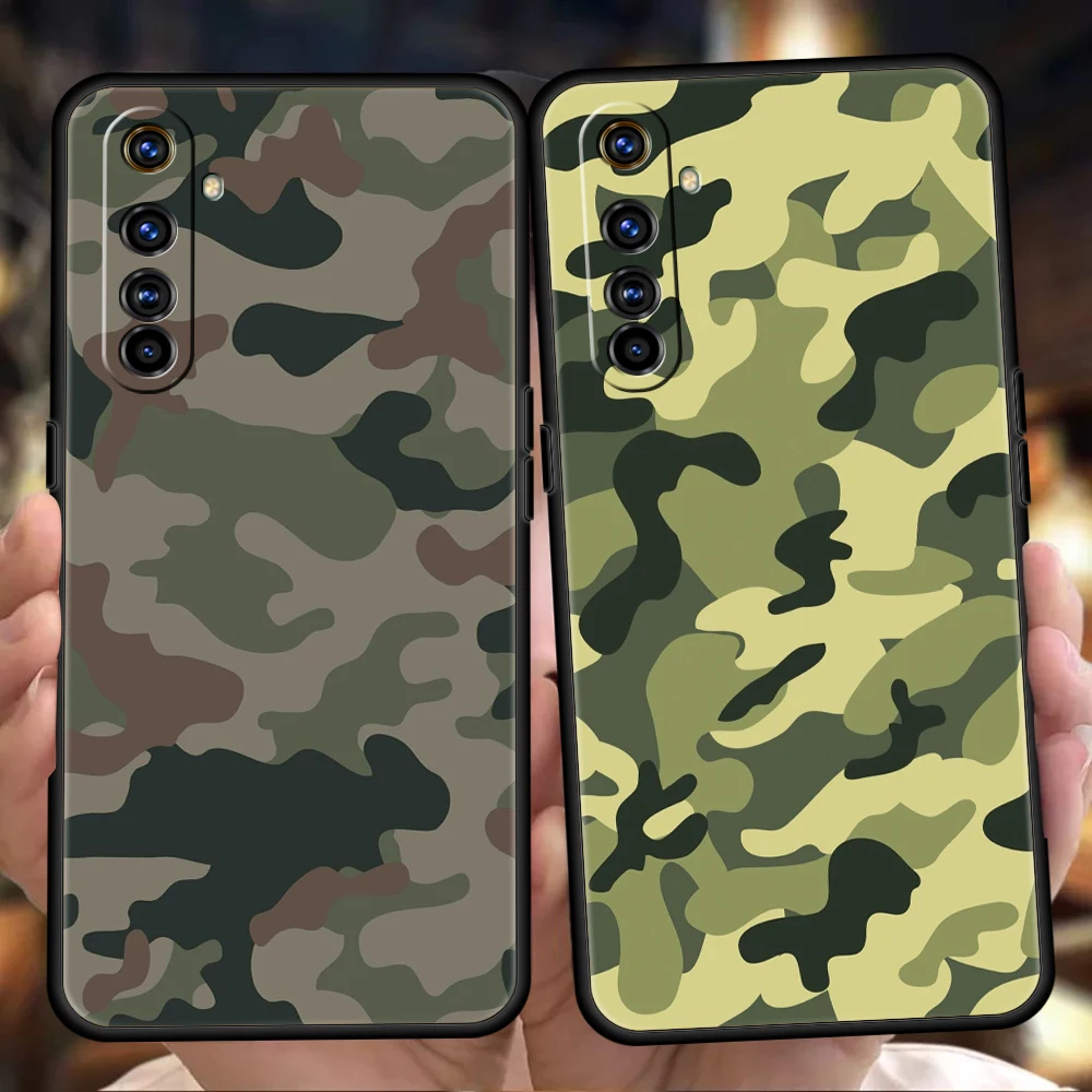 Camouflage Camo Soft Silicone For Realme 8i 9i 9 Pro Plus GT2 Pro C3 6 7 8 Pro C21 C11 C25 Pro 5G Shockproof Phone Cover Fundas