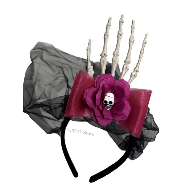Gotische stijl verstelbare Halloween -haarband met skelet handmesh ontwerp hoofdbanden haaraccessoires voor vrouwen Mannen H7EF