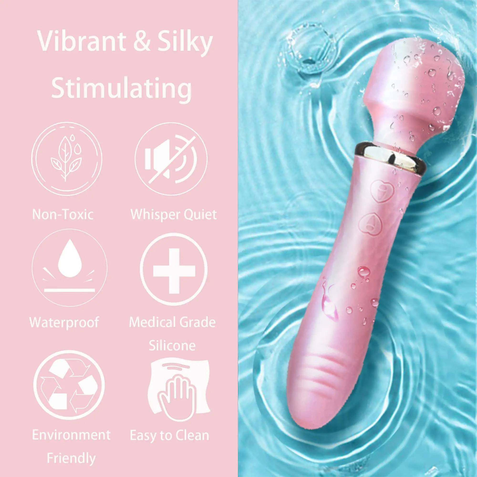 Persönliches Massage gerät, [Vibration an beiden Enden] wiederauf ladbarer wasserdichter und leiser tragbarer Stab vibrator, Akku-Stick