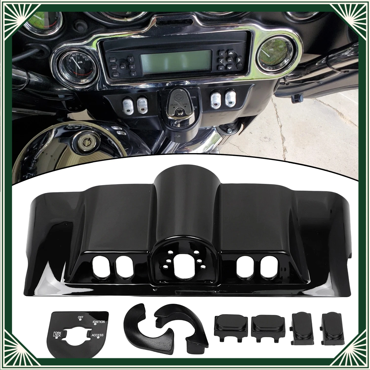 Gloss Black Motorcycle For Harley Electra Glide Ultra Classic 1996-2013 Accessories Inner Fairing Switch Cover w/Ignition Panel