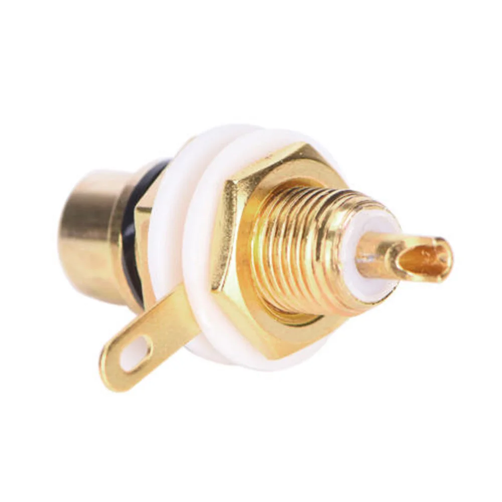 10Pcs RCA Female Jack RCA Connector Gold Plated Mount Chassis Audio Socket Plug Bulkhead With Nut Solder Cup