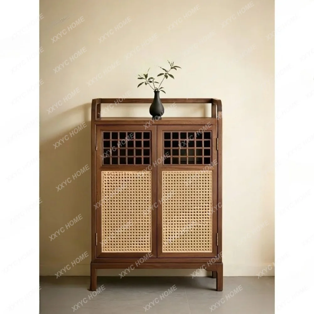 

AA entrance cabinet, Song style aesthetic rattan, dining side cabinet, living room solid wood storage