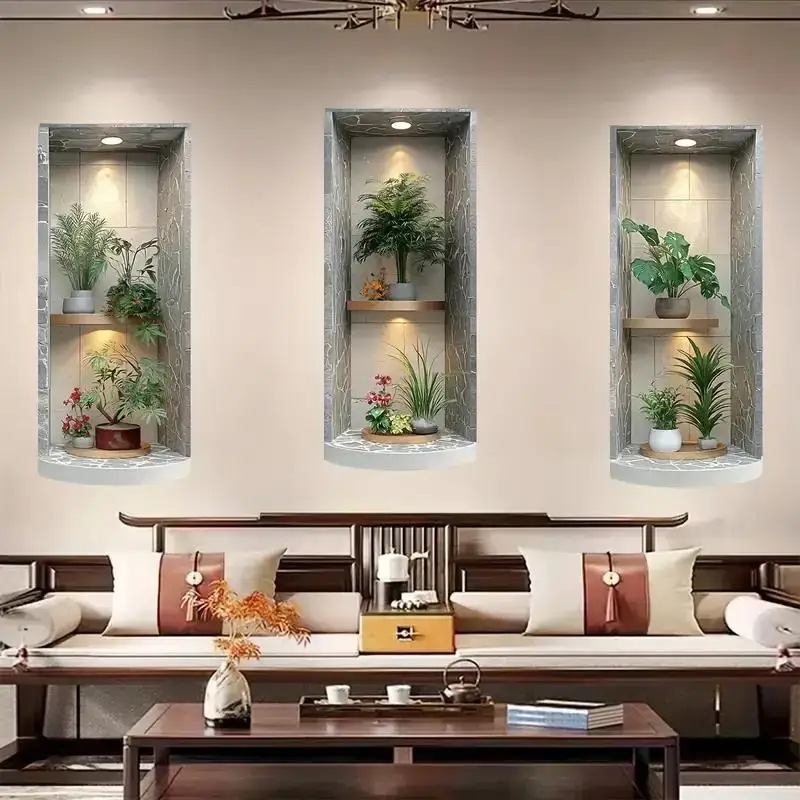 2D Green Tree Wall Sticker Self-Adhesive Easy To Peel Plant Wall Sticker Waterproof PVC Wall Decoration