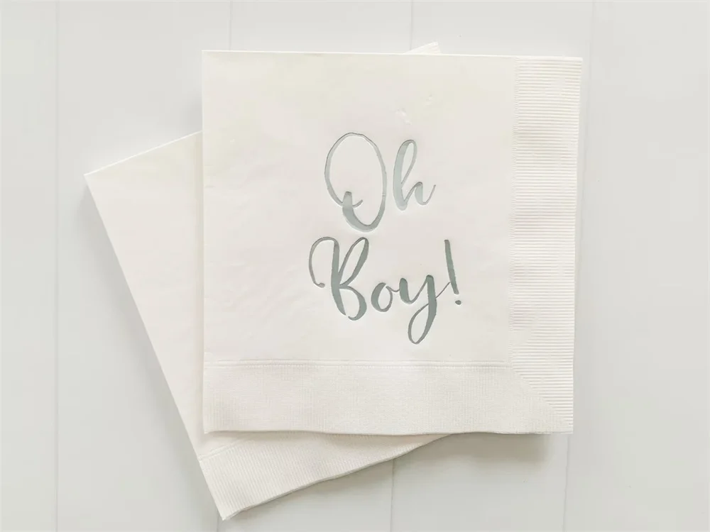 

Oh Boy! Blue on White Baby Shower Luncheon Napkins