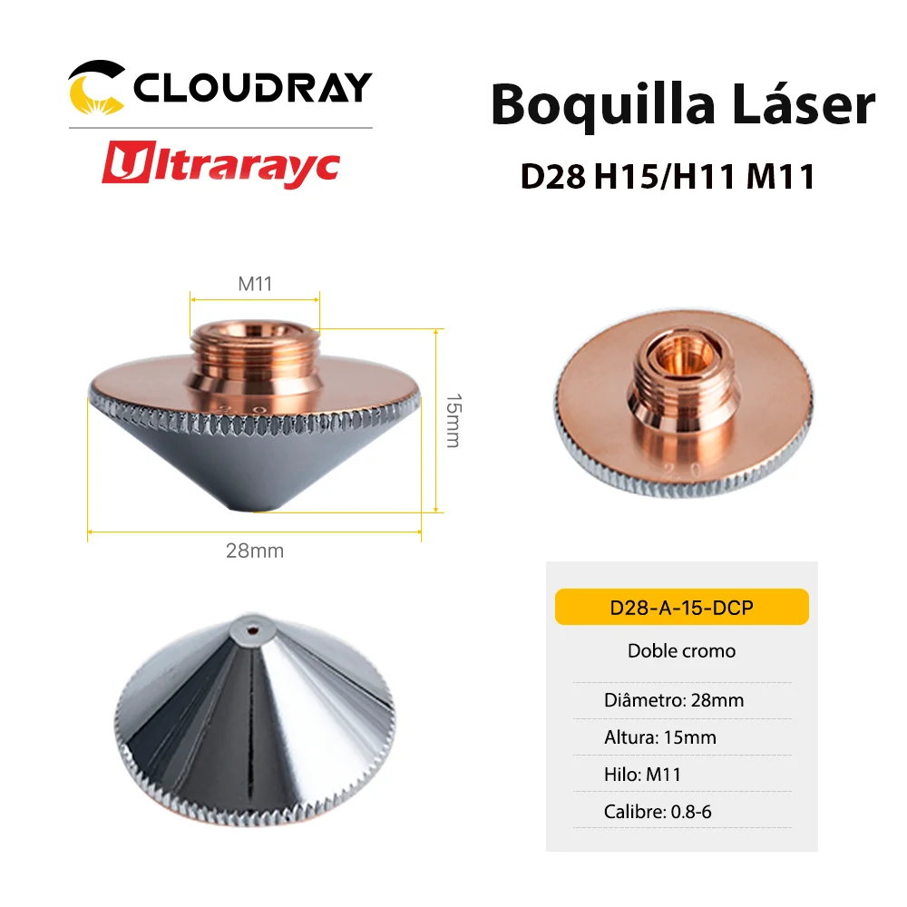 Ultrarayc Cutting Head Laser Nozzle Single Double Chrome-plated Layers D28 H15 H11 M11  for Precitec WSX Fiber Cutting Head