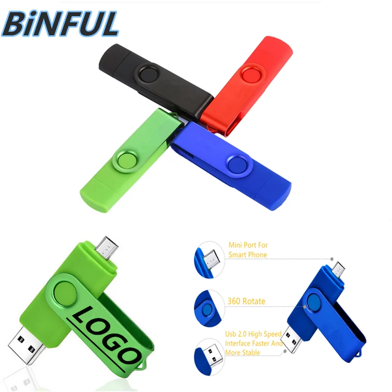 

colorful 360° Rotate OTG Type-C USB Flash drive 32g 64g USB 2.0 Phone pen drive 4g 8g 16g 128g usb memory storage devices U disk