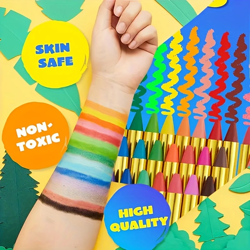 Pastelli per viso e corpo da 16 colori, bastoncini per trucco, trucco per pittura vibrante non tossico, kit di pastelli artistici per pittura viso e corpo per festival