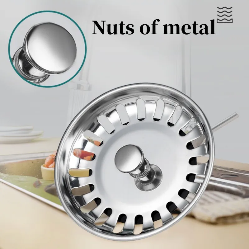 1 PCS Waste Plug Premium Kitchen Sink Strainer Replacement Basin Drain Filter Stainless Steel 80mm Sizes Fixing Pin