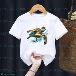 Camiseta con estampado de tortuga de Vida Marina para niños y niñas, ropa Unisex de moda, Harajuku, divertida, nueva