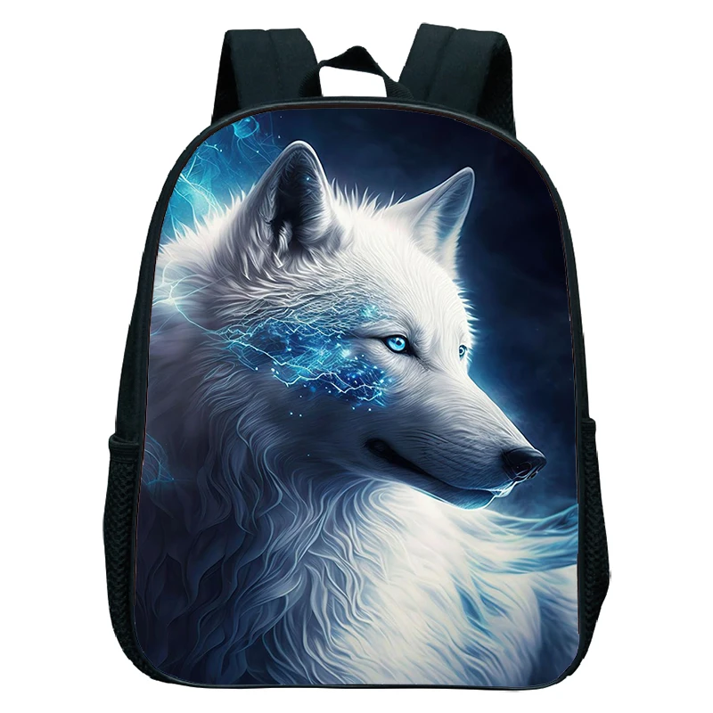 Bunte Wolf 3D-Druck Schult asche Kindergarten Rucksack für Jungen Mädchen Kinder Yin Yang Wolf Bücher tasche Kinder täglich Rucksack Minit aschen