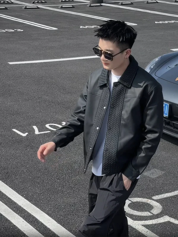 

Bla Cleanfit Мотоциклетная езда Jaet Мужское весенне-осеннее ветрозащитное пальто из искусственной кожи в стиле ретро Sle Faionable Jaet